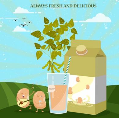 soybean advertisement cute stylized beans glass box icons
