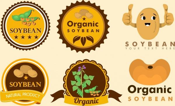 soybean logotypes collection circles stylized icons decor