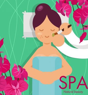 spa advertising banner woman flowers icons decor