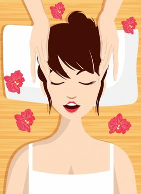 spa background relaxed woman icon cartoon character