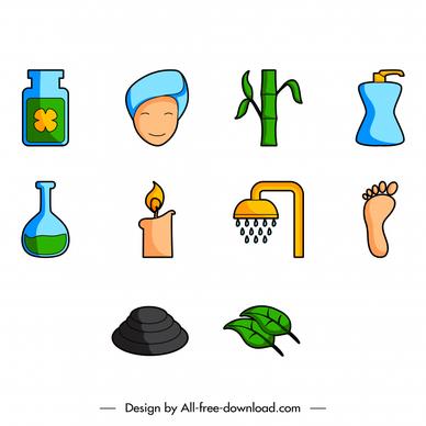 spa icon sets flat colored classic symbols outline 