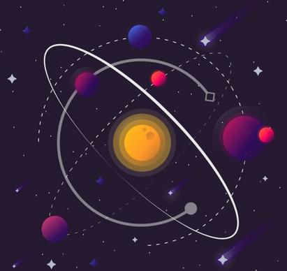 space background planets solar system icons decor