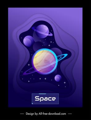 space banner template planet sketch dark violet