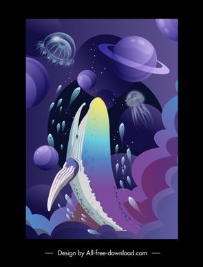  space sea animal art backdrop template elegant dynamic dark