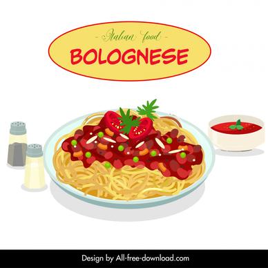 spaghetti bolognese advertising poster elegant classic flat design 