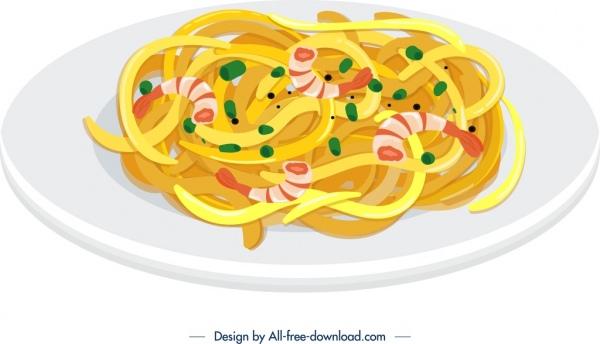 spaghetti breakfast icon colorful 3d design