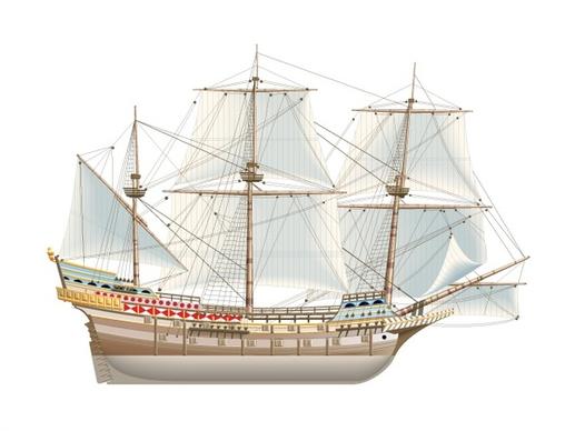 ancient sailboat model vector illustration