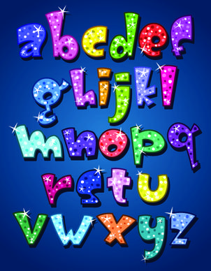 sparkling alphabet and numbers design vector