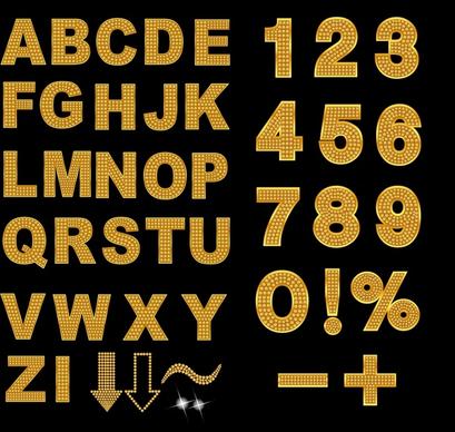 education background flat golden digits alphabets decor
