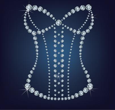 sparkling diamonds clothing vector set