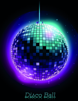 sparkling disco neon light ball background vector