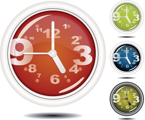 round clock icons modern colored design stylized numbers