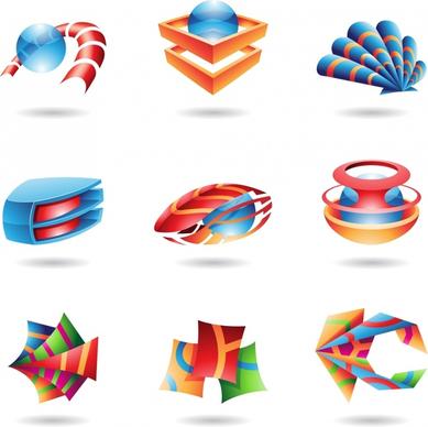 digital icons templates modern colored 3d sketch
