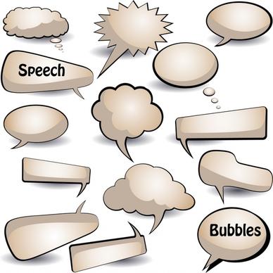 speech bubbles icons colored flat shapes