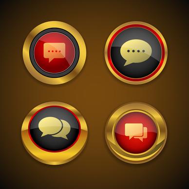 speech bubble gold icon button