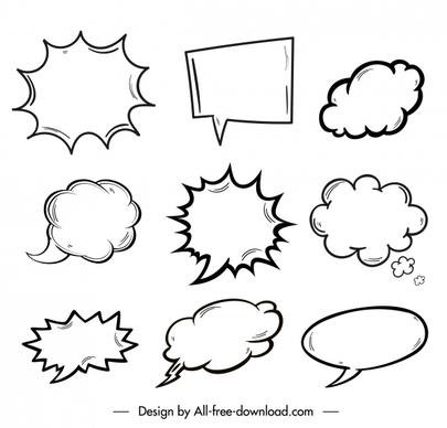 speech bubble templates black white handdrawn shapes