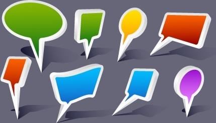 speech bubbles icons 3d style various colorful shapes