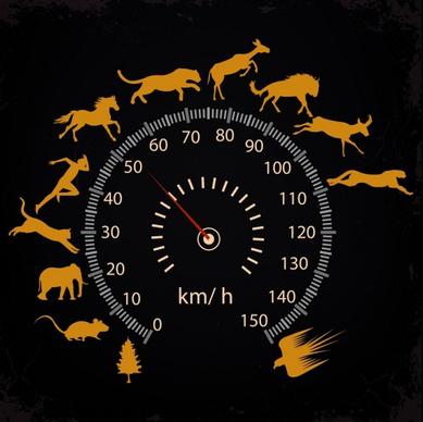 speed background speedometer animal silhouettes decoration