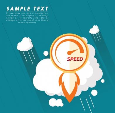 speed concept background cloud rocket gauge icons