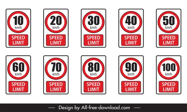 speed limit sign board templates flat geometric shapes outline 