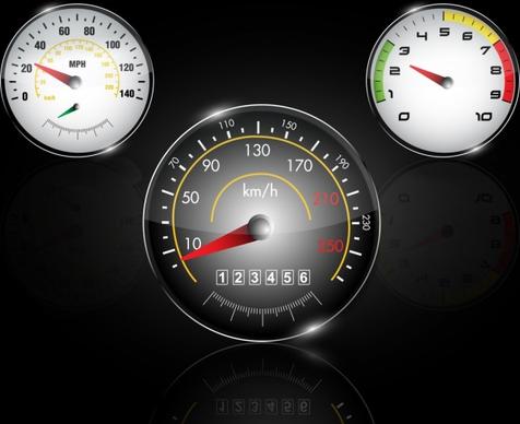 speedometer icons shiny flat round design