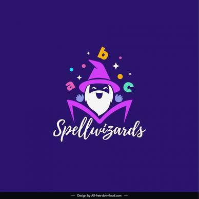 spellwizards logo template funny dynamic old man face 