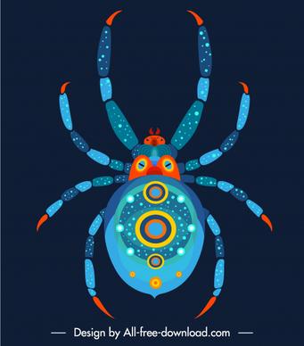 spider icon modern colorful decor symmetric flat design