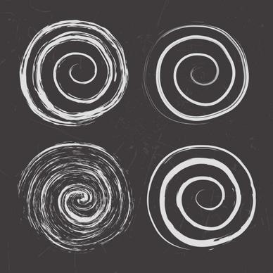 spiral circles icons flat black white design