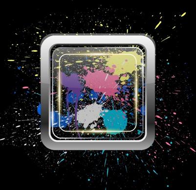 splashing colorful paint background grunge decoration square frame