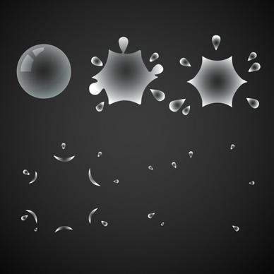 splashing droplets icons black white design
