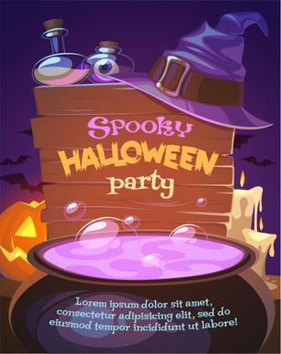 spooky halloween party poster vector art