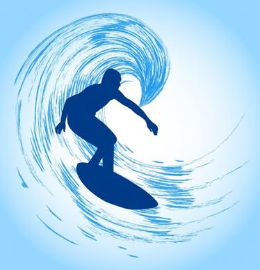 sports background surfing man icon silhouette design