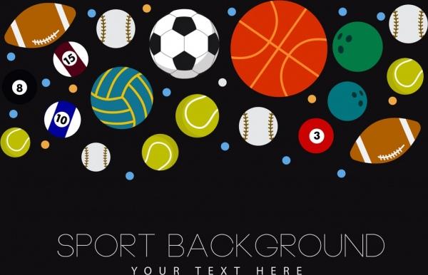 sports background various balls icons decoration