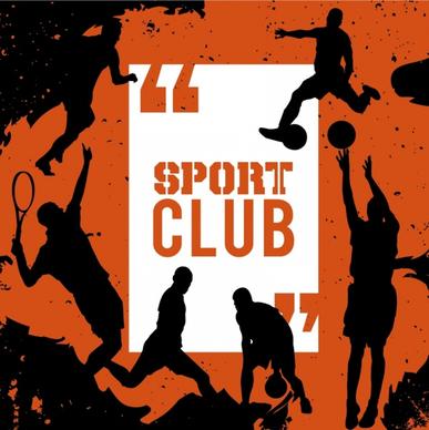 sports banner players icons silhouette grunge design