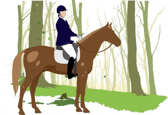 horseback sport painting colored classical design cartoon sketch
