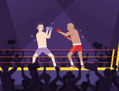 sports painting boxing theme cartoon characters