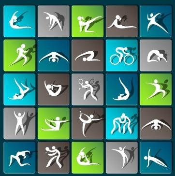 sports paper icons vector set