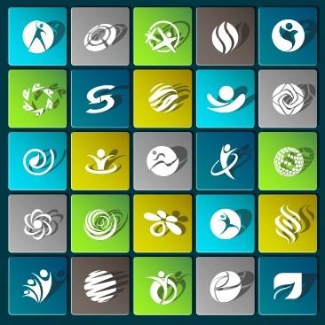 sports paper icons vector set