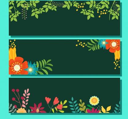 spring background collection green leaves colorful flowers ornament