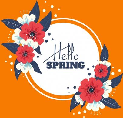 spring banner flowers leaf icons classical design