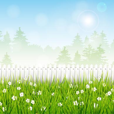 spring elements with green background