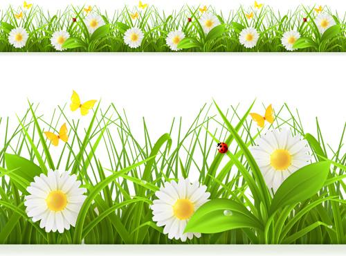 spring flower with grass art background