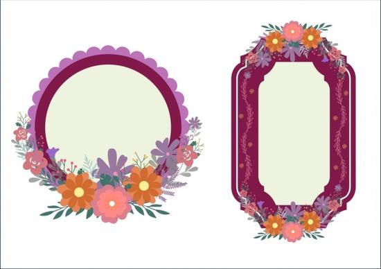 spring flowers frames sets colorful geometric design