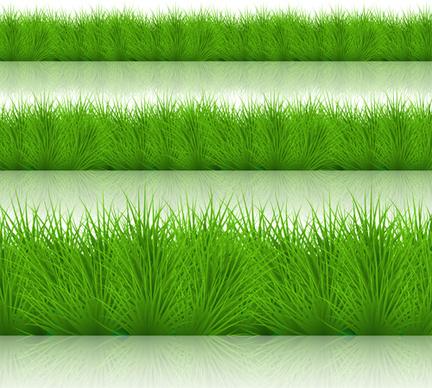 spring grass borders vector set