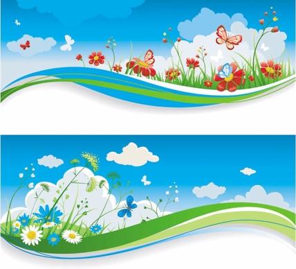 spring of banner03 vector