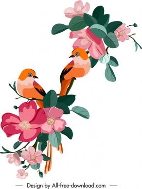 spring painting floras birds decor colorful classical design
