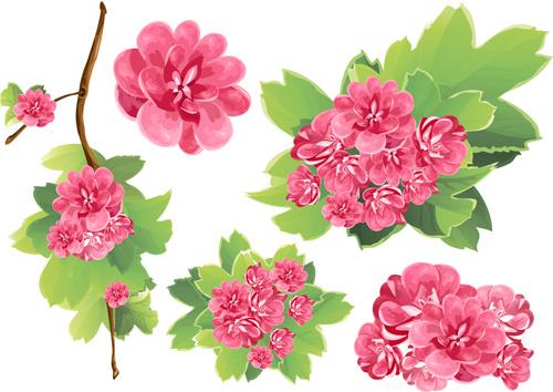 spring pink flowers vector