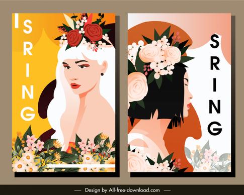 spring poster templates young lady portrait botany decor