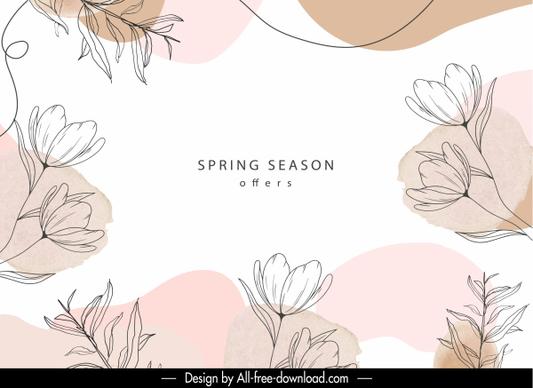 spring sale background template handdrawn classic floral decor