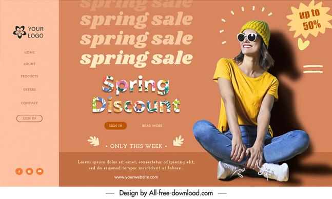 spring sale landing page template dynamic happy woman